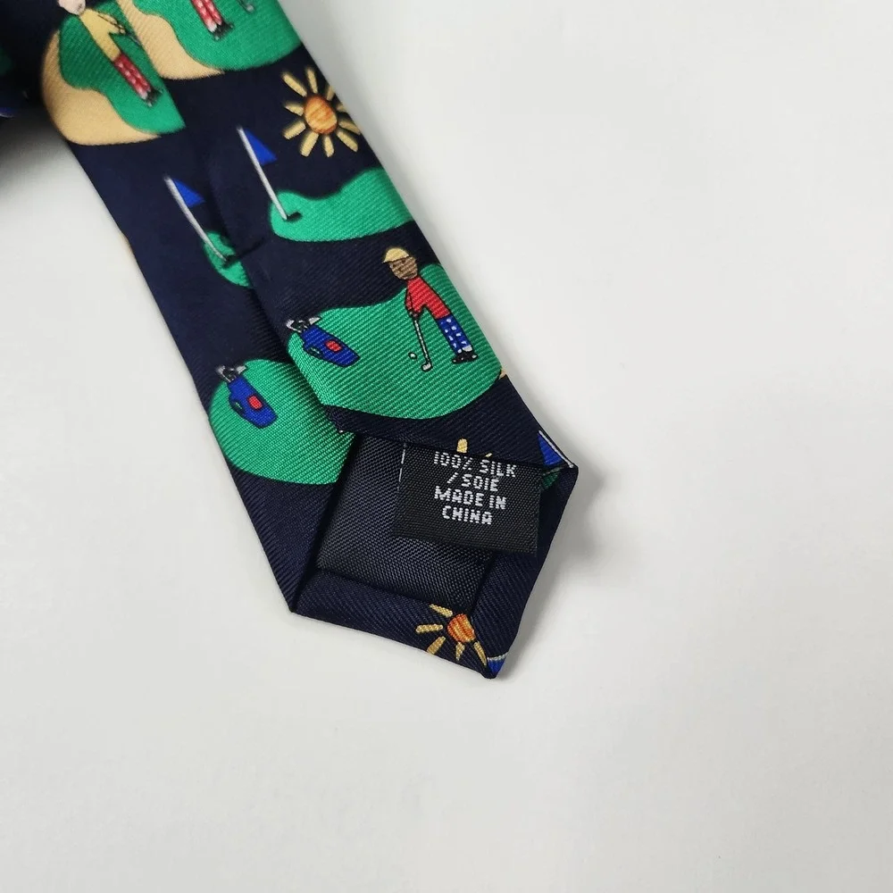 Save the Children Collection‎ by Randa Corp Mens Navy Golf Theme Silk Tie 58